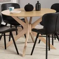 Florence Duncan Round 4 Seater Dining Table - White, Oak