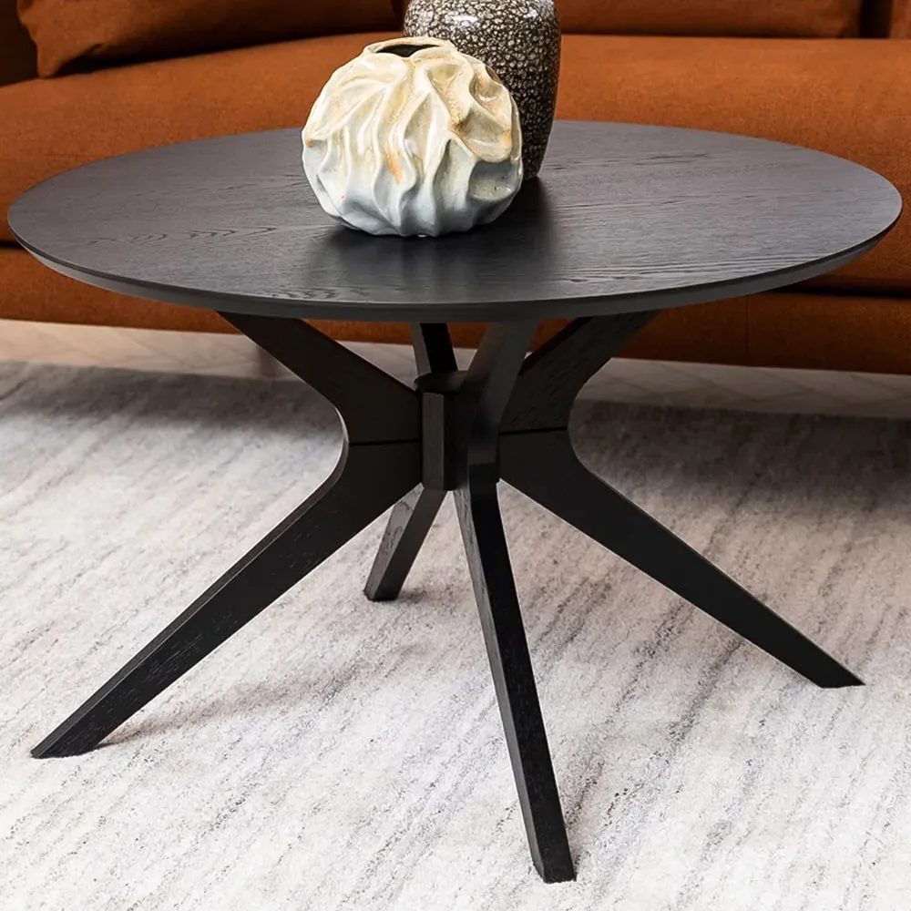 Florence Duncan Round Coffee Table - Black, Oak