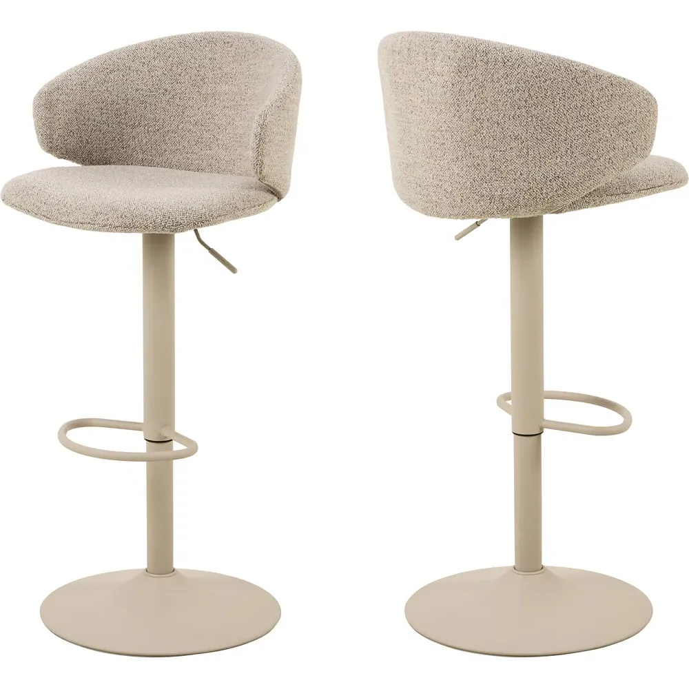Florence Ella Swivel Bar Stool Set of 2 - Beige, Bouclé