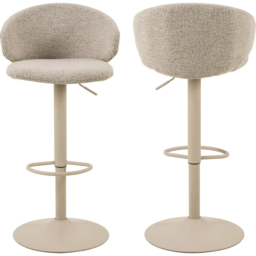 Florence Ella Swivel Bar Stool Set of 2 - Beige, Bouclé