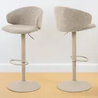 Florence Ella Swivel Bar Stool Set of 2 - Beige, Bouclé