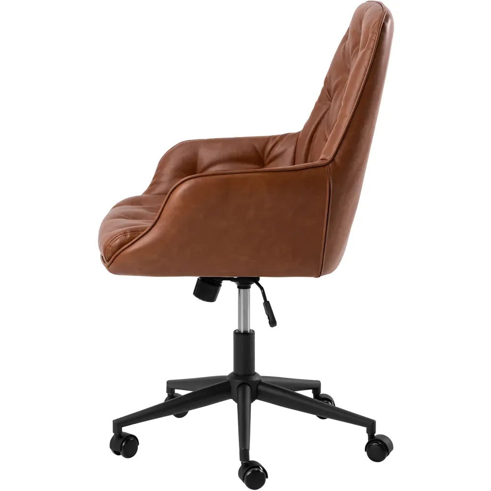 Florence Erik Gas Lift Desk Chair - Brown, PU Leather