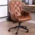 Florence Erik Gas Lift Desk Chair - Brown, PU Leather