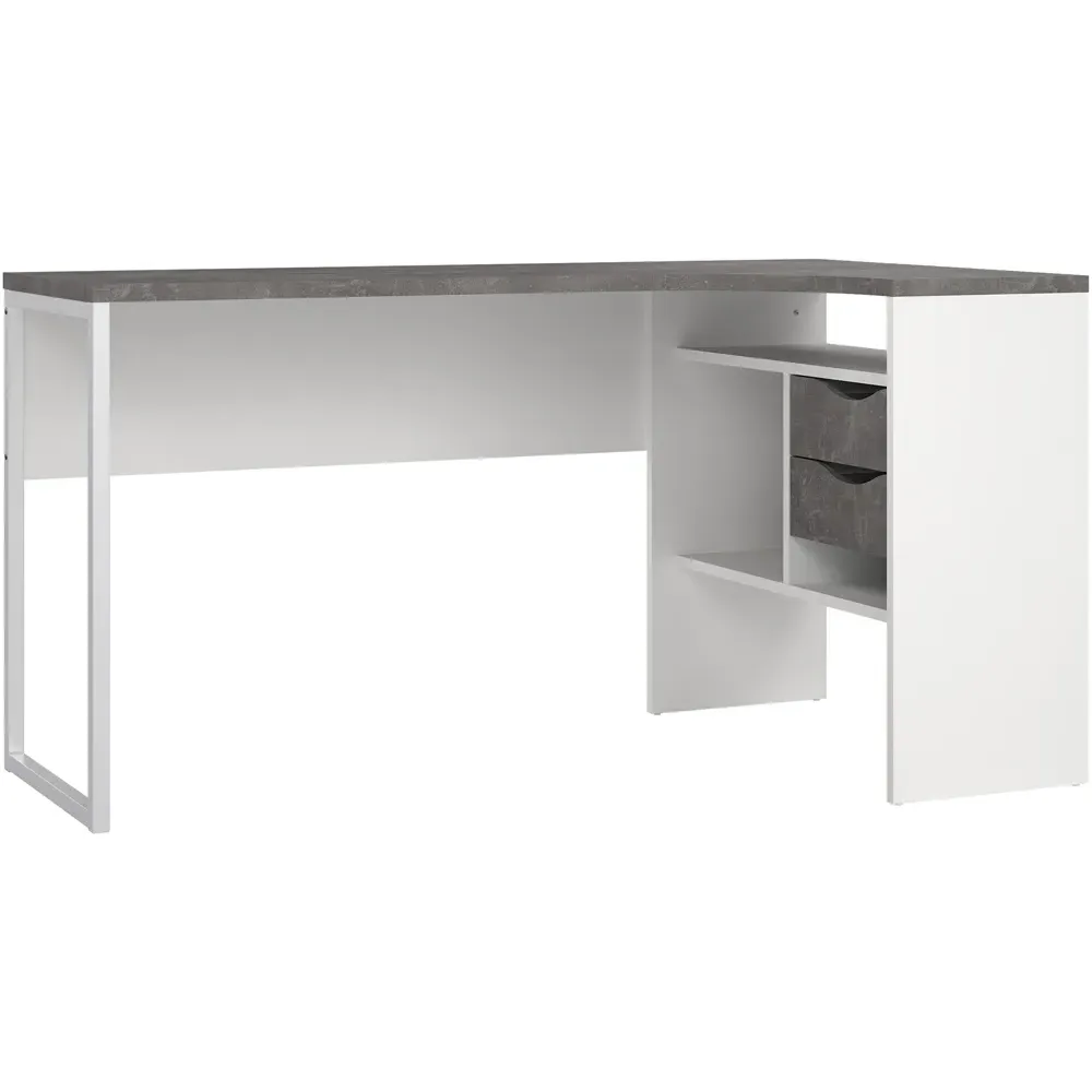 Florence Function Plus 2 Drawer Corner Desk - White, Grey