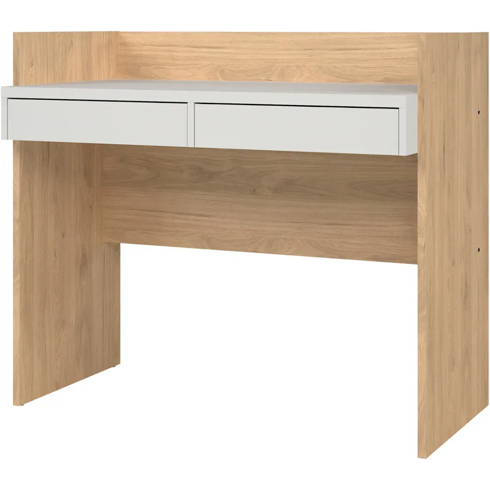 Florence Function Plus 2 Drawer Desk - Jackson Hickory, White
