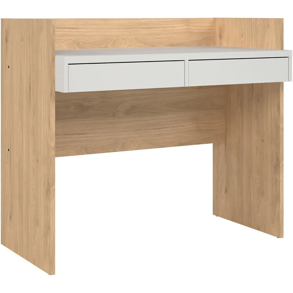 Florence Function Plus 2 Drawer Desk - Jackson Hickory, White
