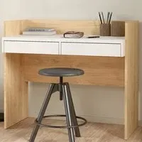 Florence Function Plus 2 Drawer Desk - Jackson Hickory, White