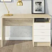 Florence Function Plus 3 Drawer Desk - White, Oak