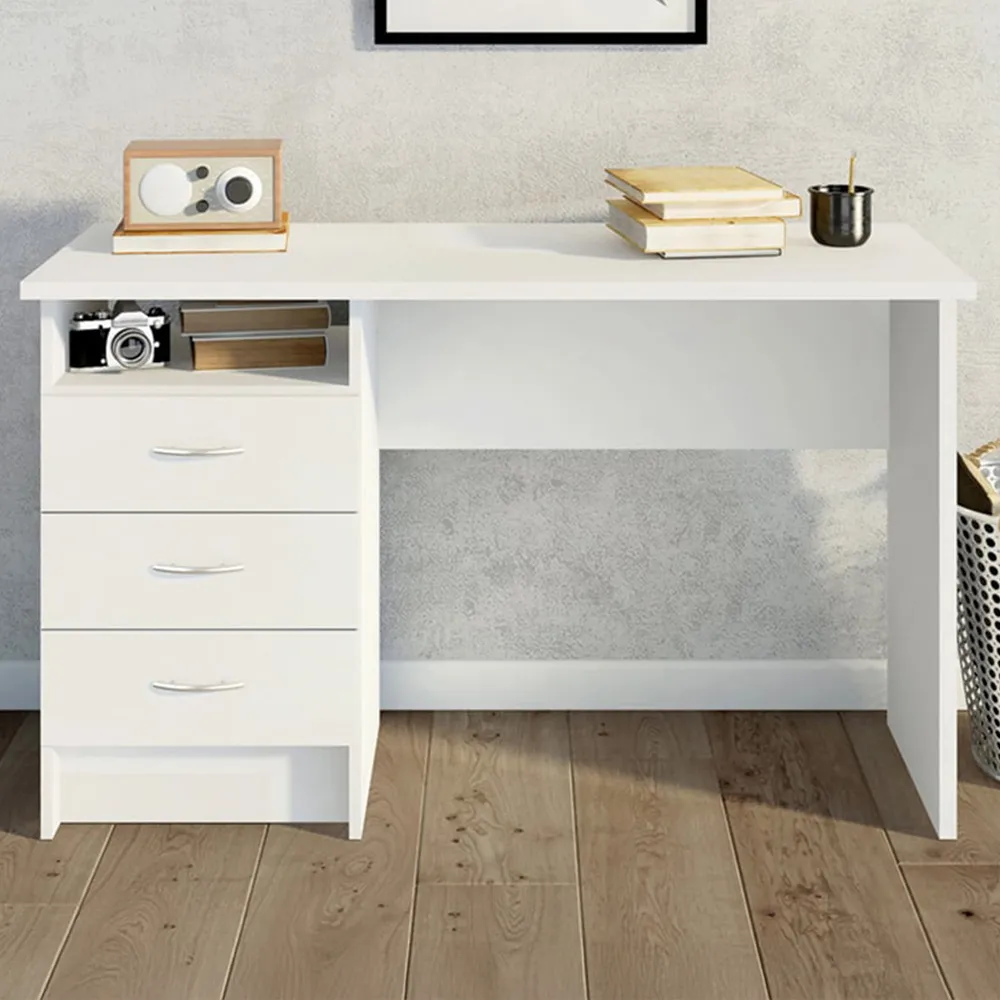 Florence Function Plus 3 Drawer Desk - White