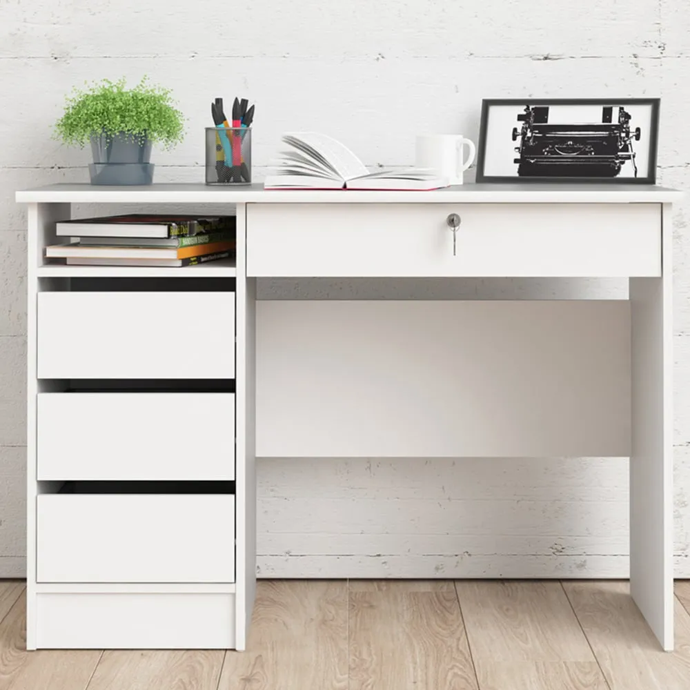 Florence Function Plus 4 Drawer Desk - White
