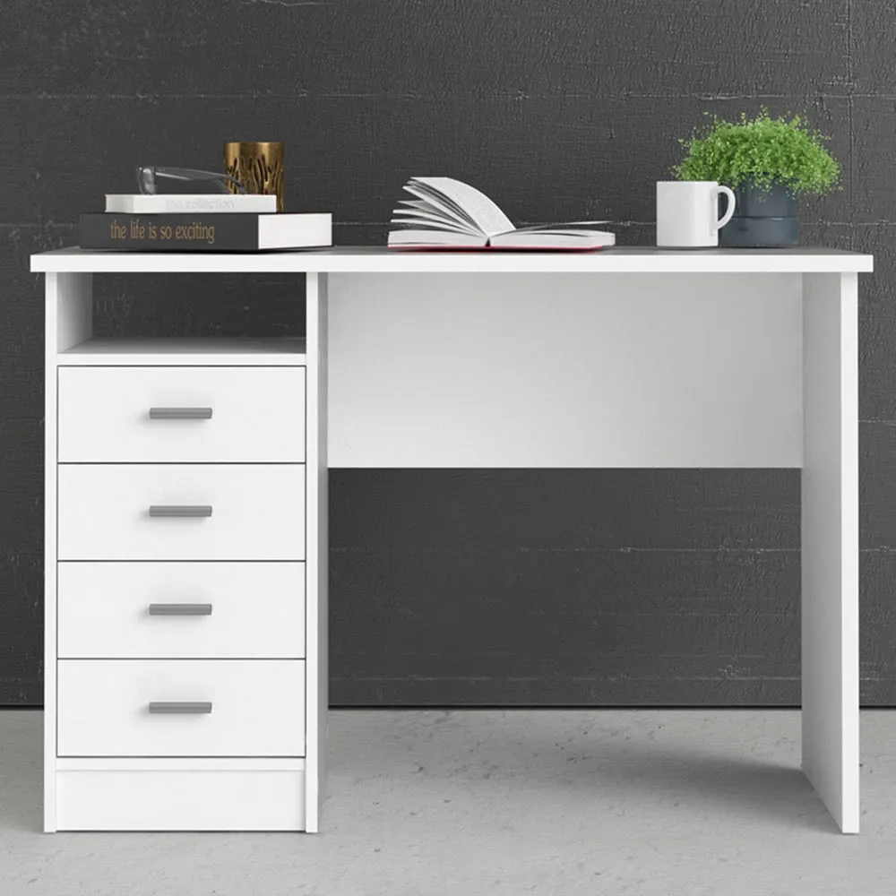 Florence Function Plus 4 Drawer Desk - White