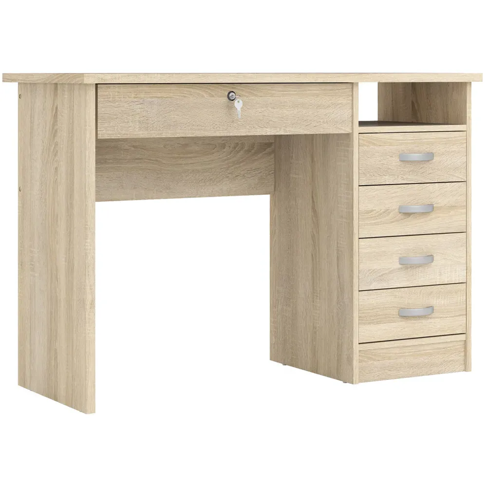 Florence Function Plus 5 Drawer Desk - Oak
