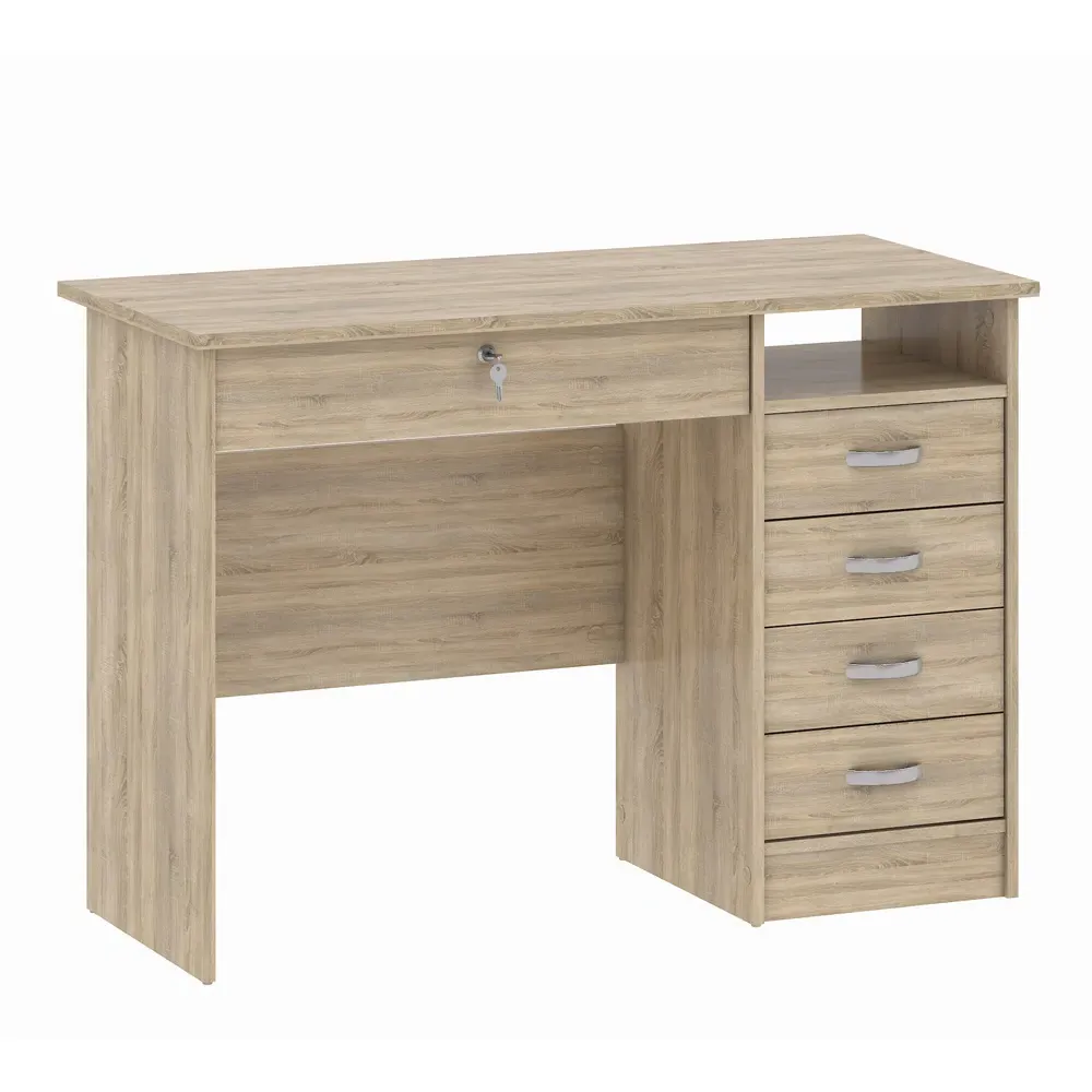 Florence Function Plus 5 Drawer Desk - Oak