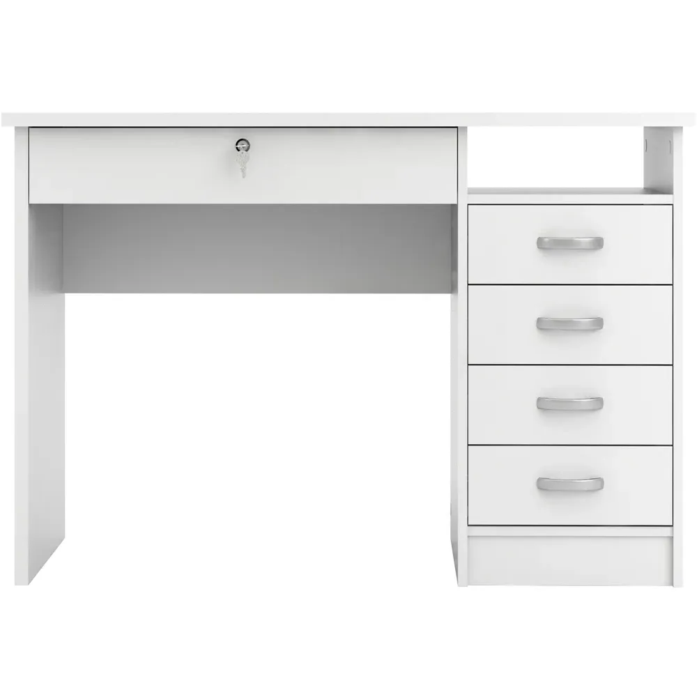 Florence Function Plus 5 Drawer Desk - White
