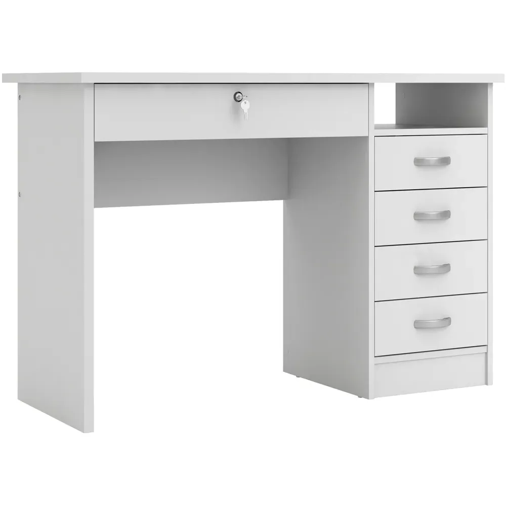 Florence Function Plus 5 Drawer Desk - White