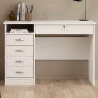 Florence Function Plus 5 Drawer Desk - White