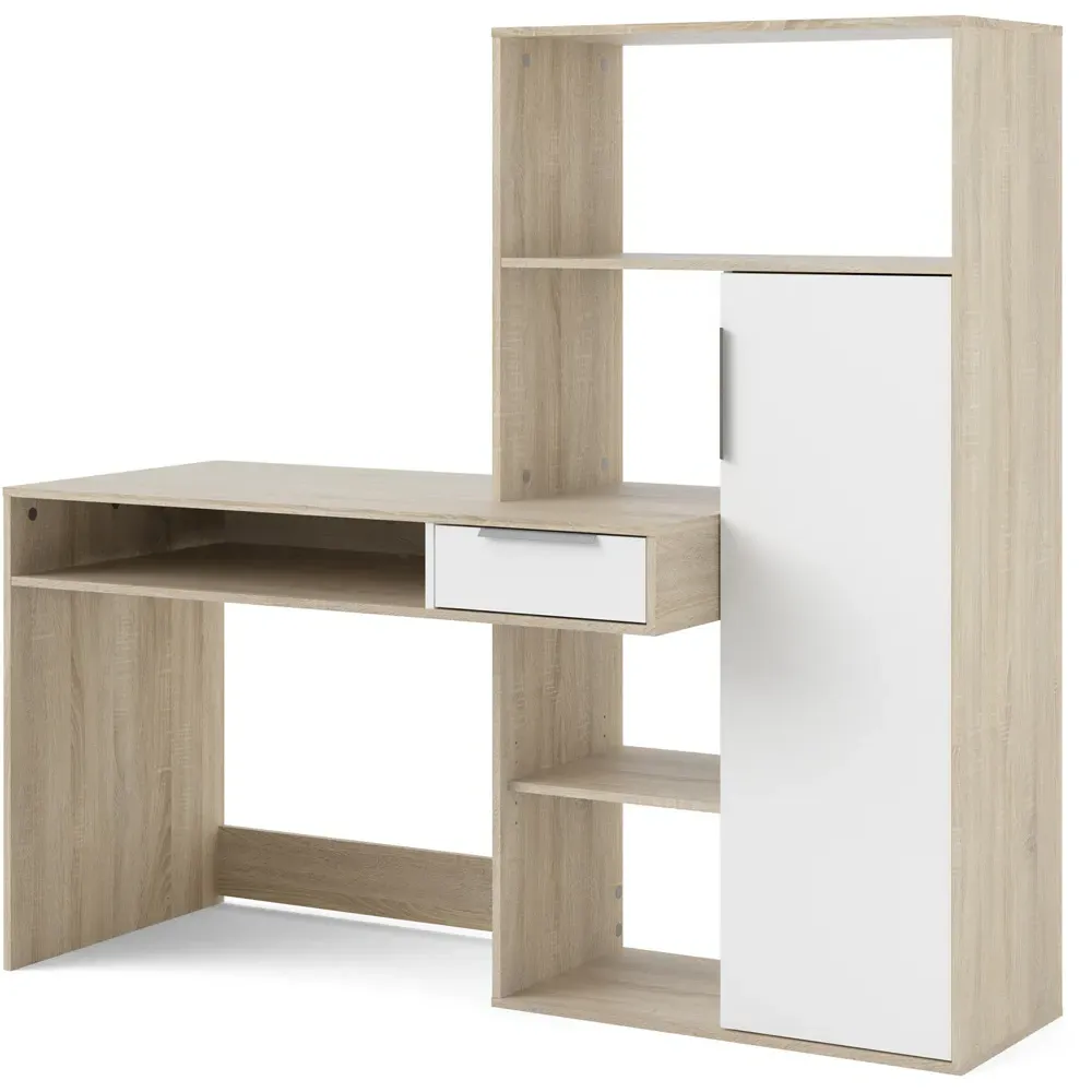 Florence Function Plus Single Door Single Drawer Desk - White, Oak