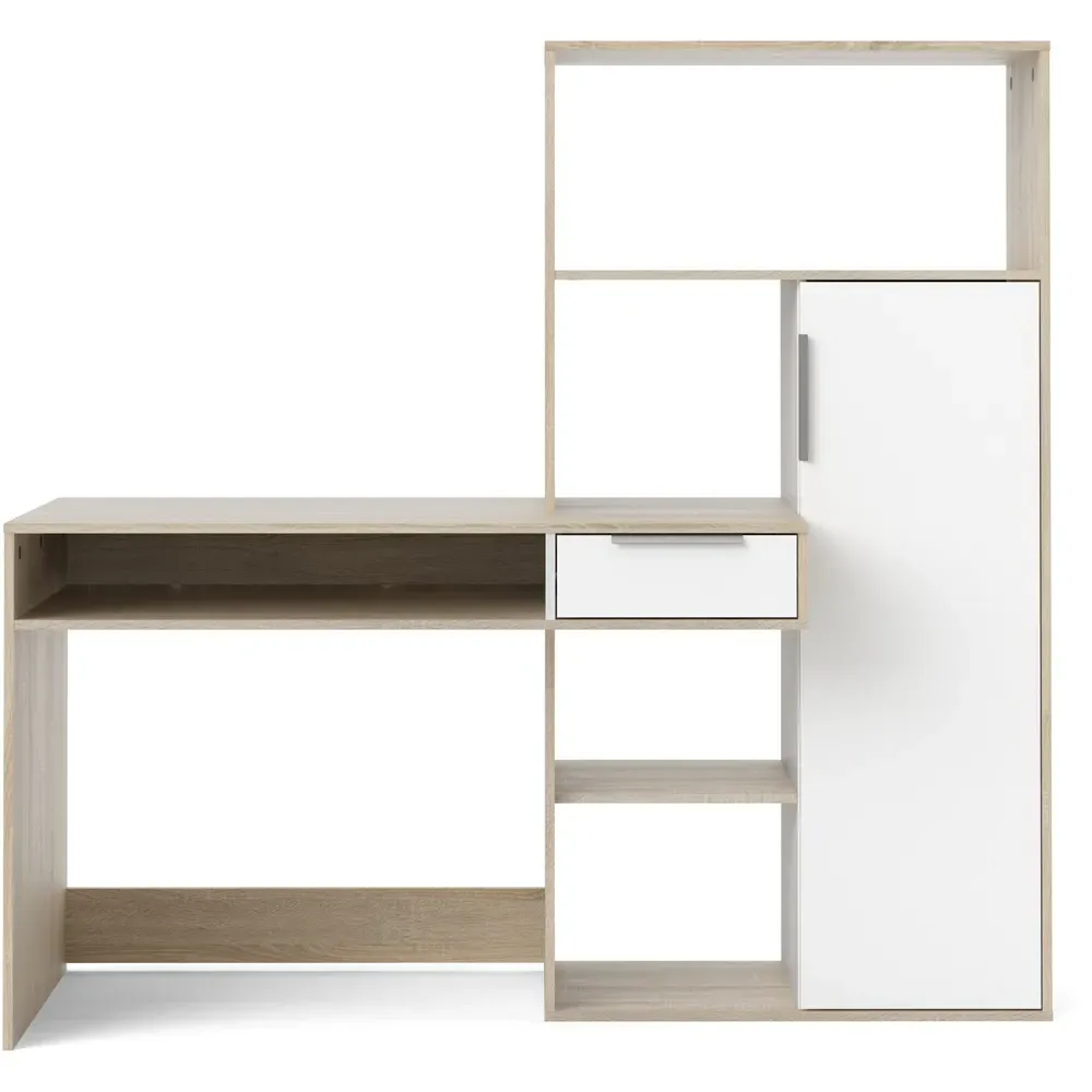 Florence Function Plus Single Door Single Drawer Desk - White, Oak