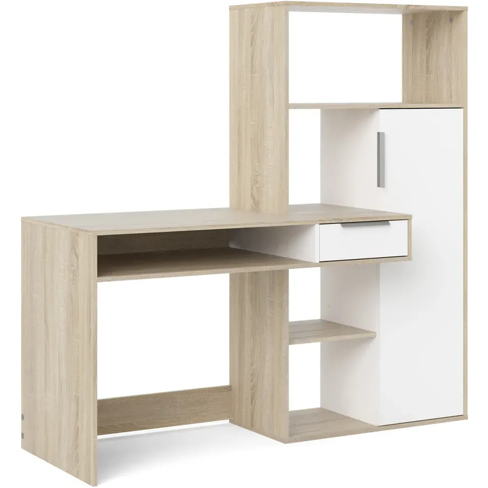 Florence Function Plus Single Door Single Drawer Desk - White, Oak
