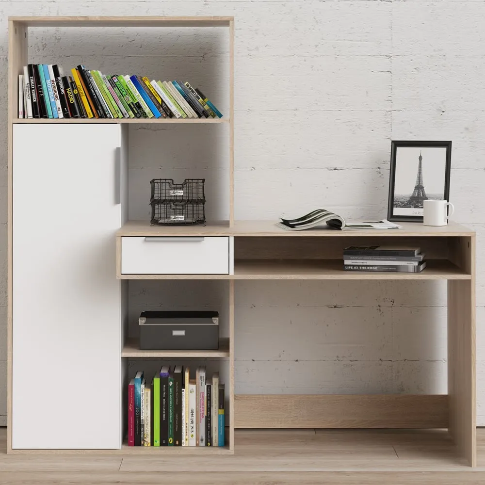 Florence Function Plus Single Door Single Drawer Desk - White, Oak