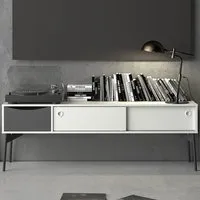 Florence Fur 2 Door TV Unit with Drawer - White, Grey
