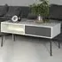Florence Fur Coffee Table with Drawer - White, Grey