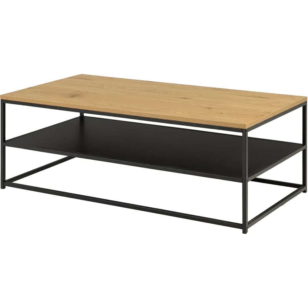 Florence Gila Coffee Table with Shelf - Black, Oak
