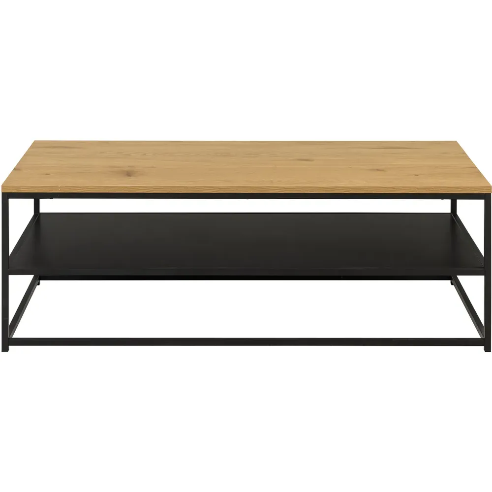 Florence Gila Coffee Table with Shelf - Black, Oak
