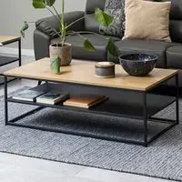 Florence Gila Coffee Table with Shelf - Black, Oak