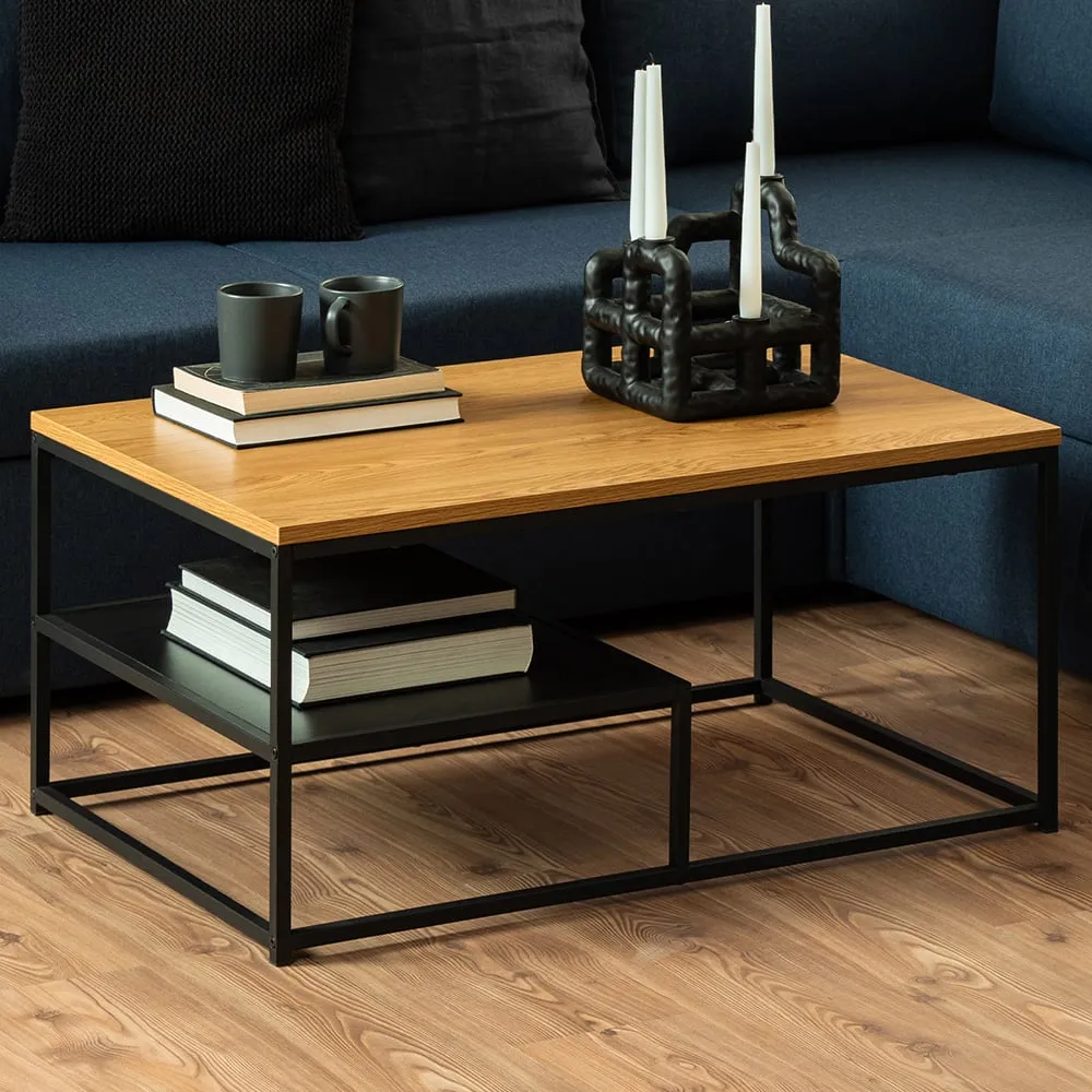 Florence Gila Coffee Table with Shelf - Brown, Oak