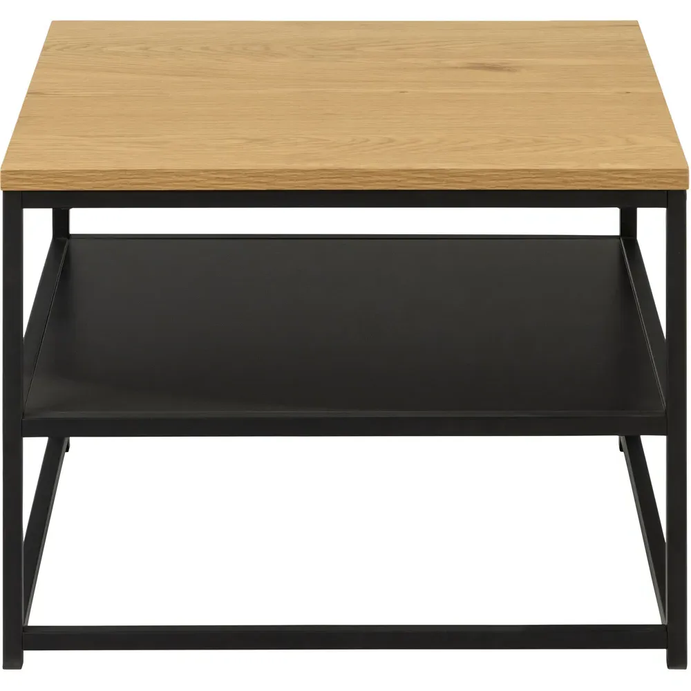 Florence Gila Square Coffee Table with Shelf - Black, Oak