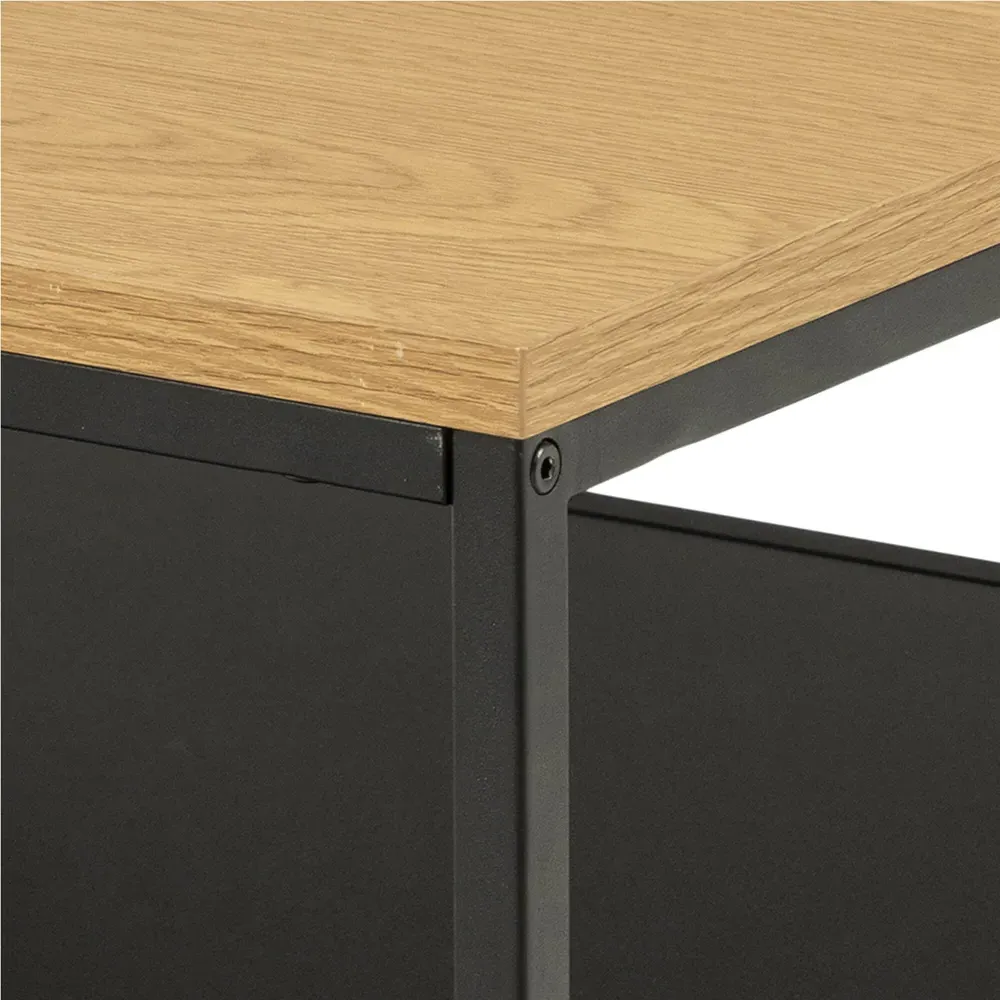 Florence Gila Square Coffee Table with Shelf - Black, Oak