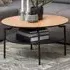 Florence Goldington Round Coffee Table with Shelf - Black, Oak