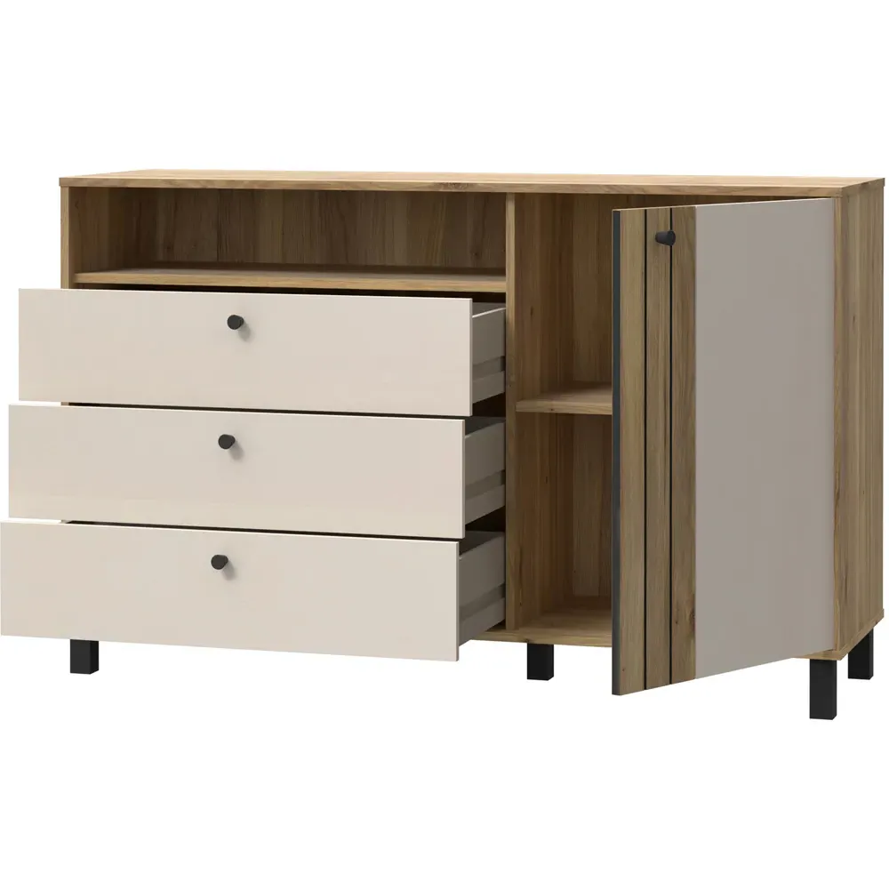 Florence Grafton Sideboard with Drawers - Cream, Oak