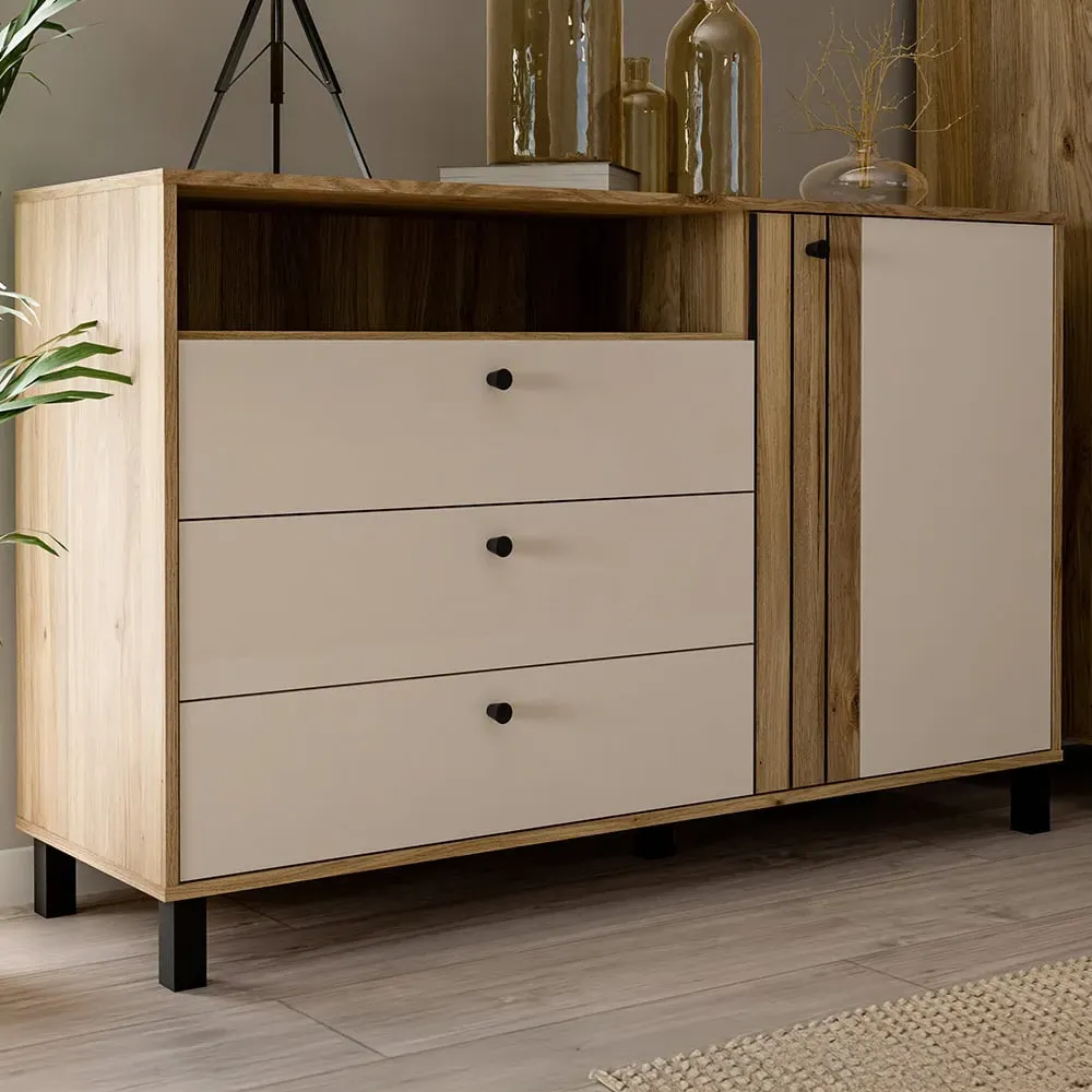 Florence Grafton Sideboard with Drawers - Cream, Oak