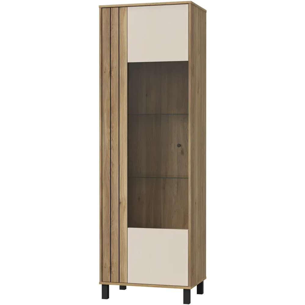 Florence Grafton Single Door Display Cabinet - Cream, Oak