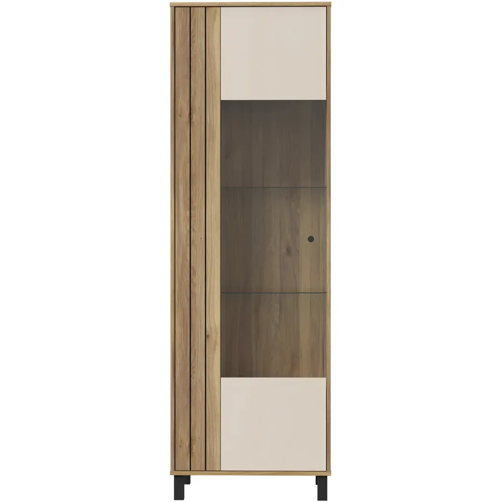 Florence Grafton Single Door Display Cabinet - Cream, Oak