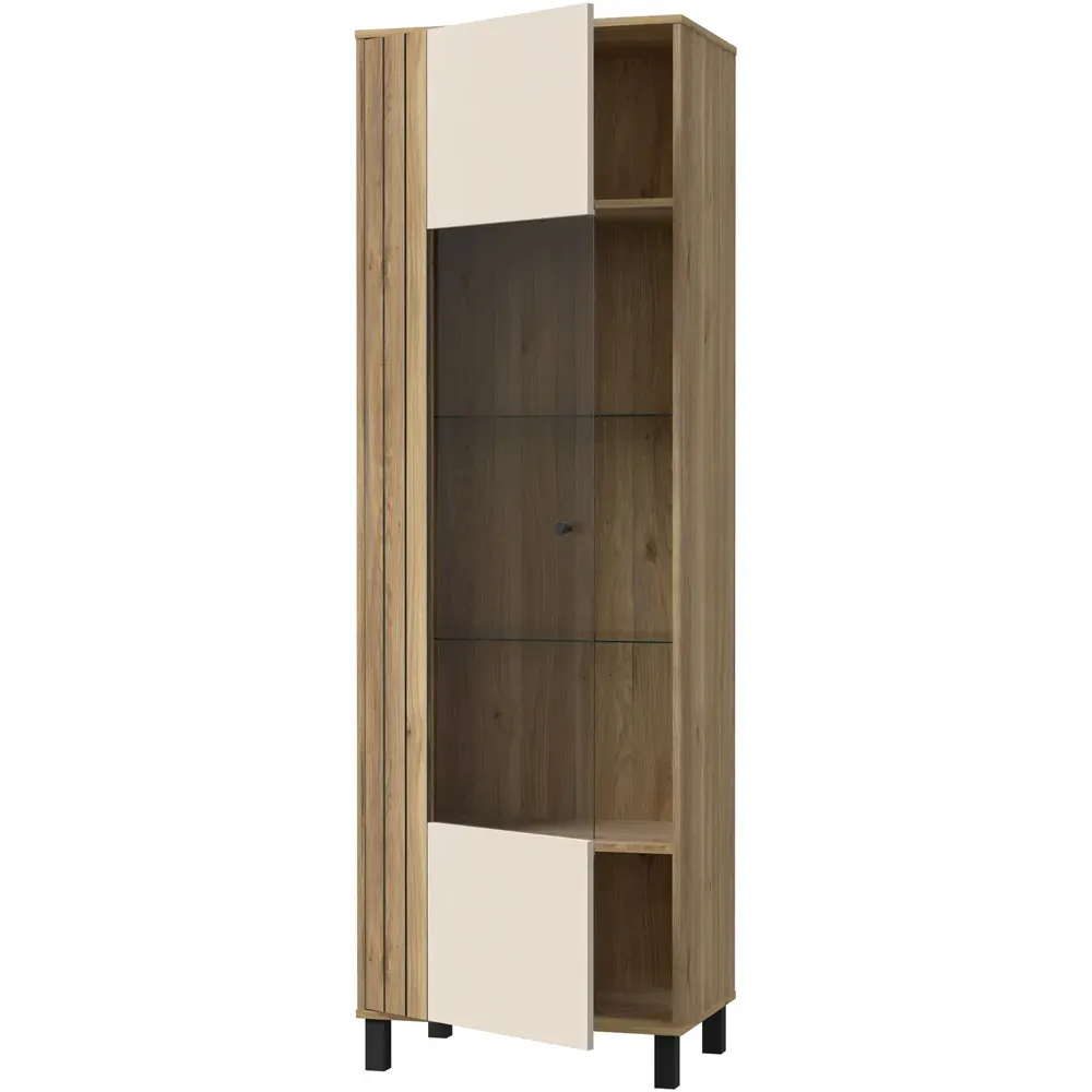 Florence Grafton Single Door Display Cabinet - Cream, Oak