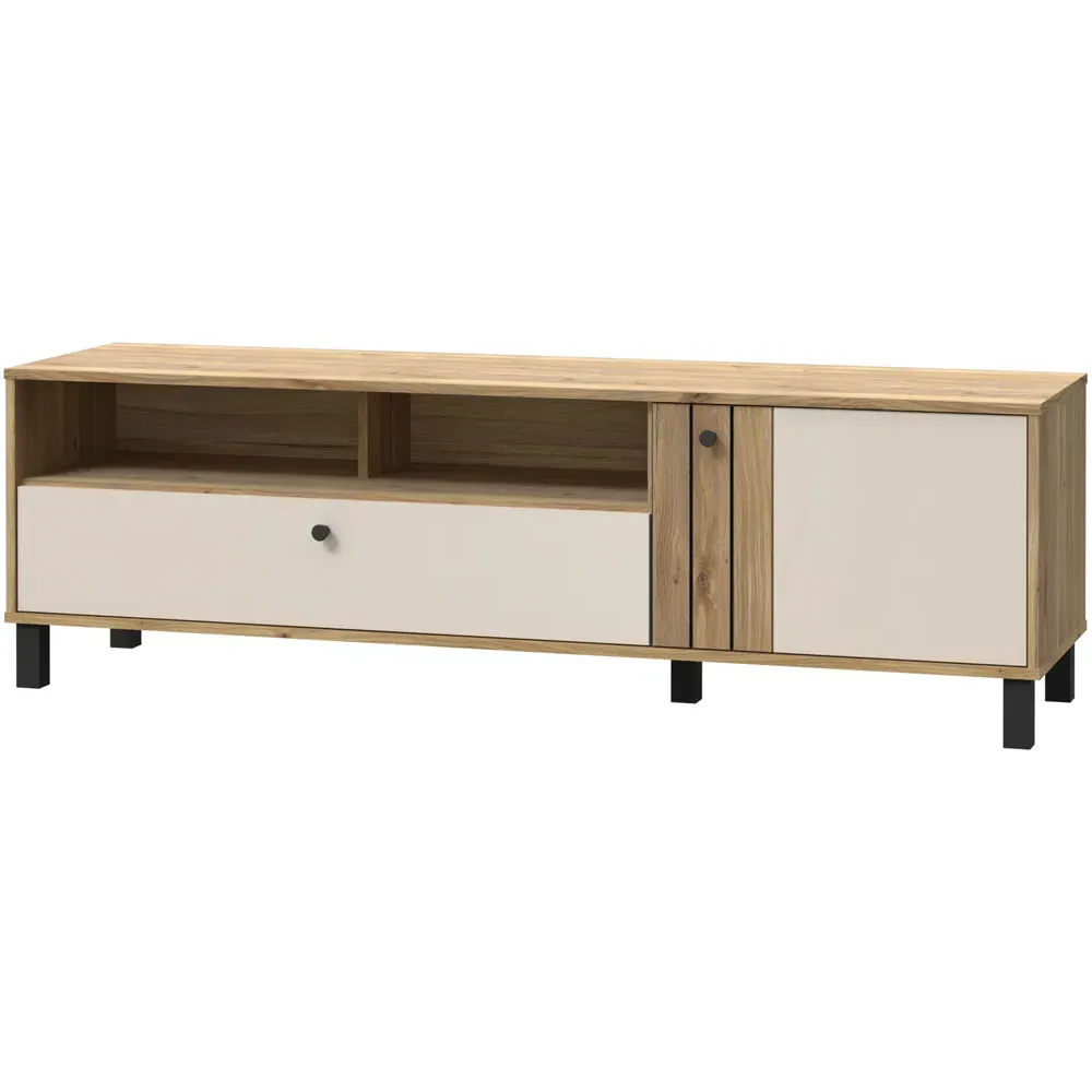 Florence Grafton Single Door TV Unit - Cream, Oak
