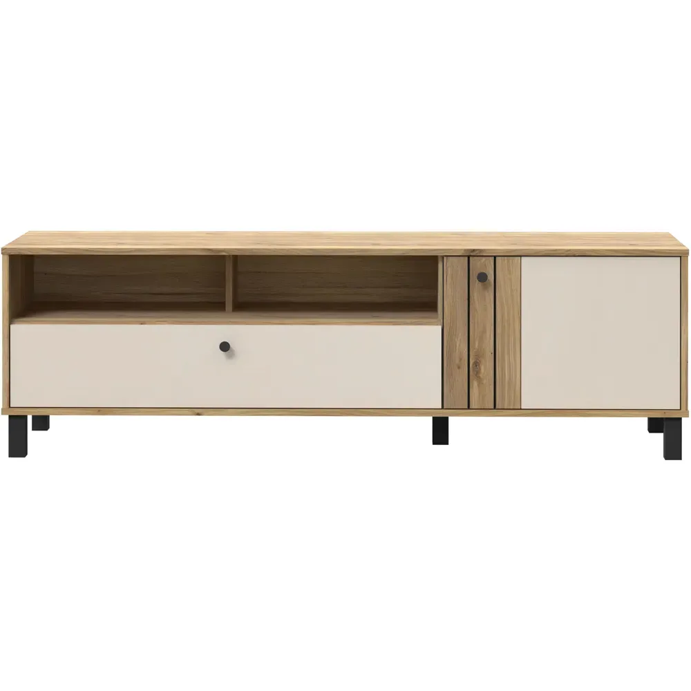 Florence Grafton Single Door TV Unit - Cream, Oak