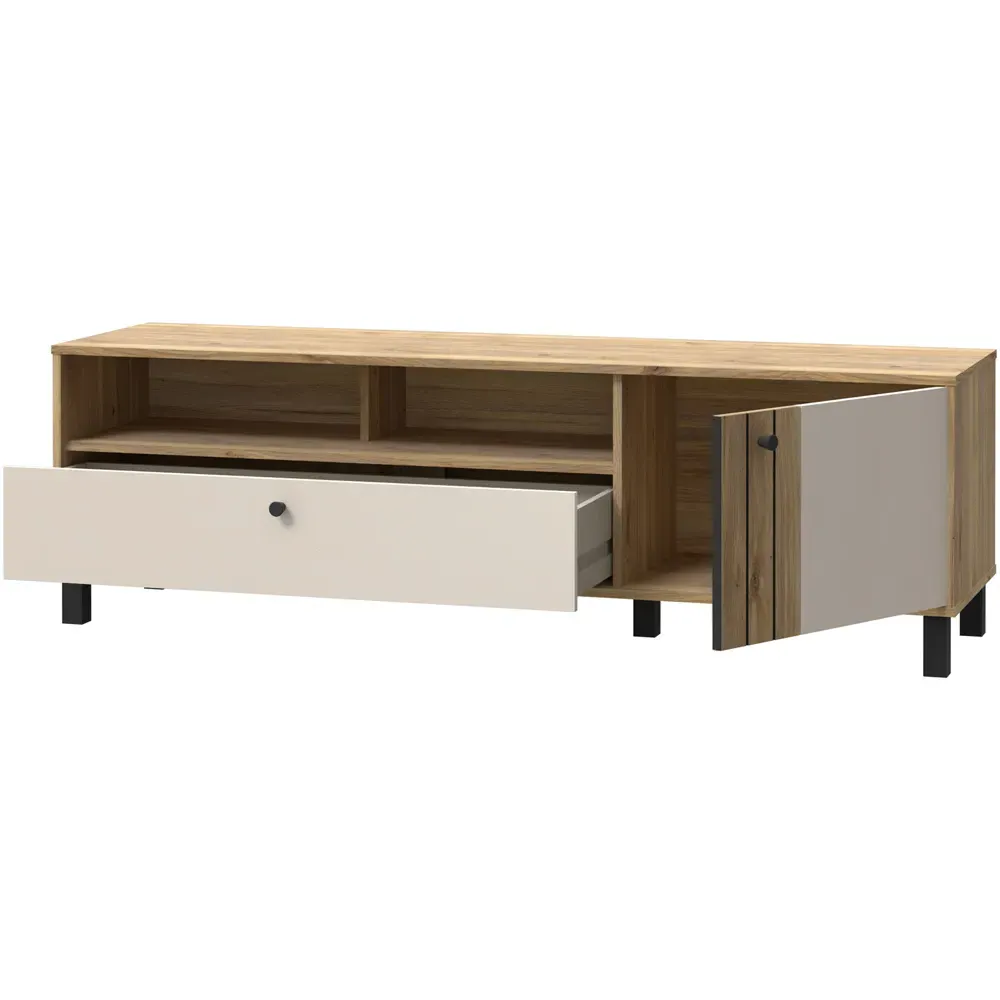 Florence Grafton Single Door TV Unit - Cream, Oak