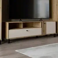 Florence Grafton Single Door TV Unit - Cream, Oak