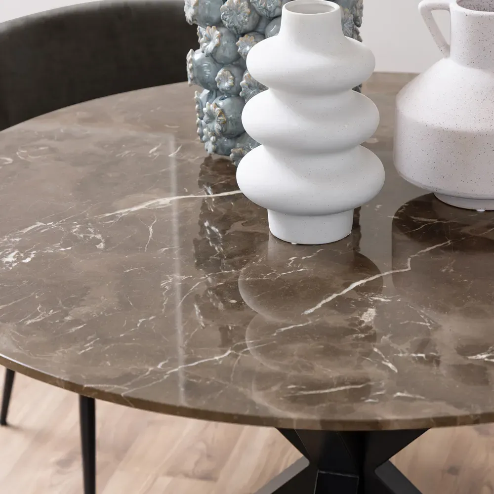 Florence Heaven 4-Seater Dining Table - Brown, Marble