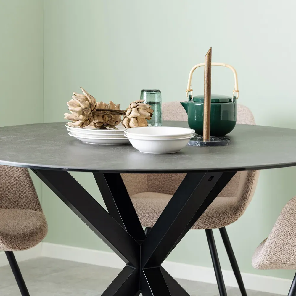 Florence Heaven 4-Seater Round Dining Table - Black, Ceramic