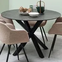 Florence Heaven 4-Seater Round Dining Table - Black, Ceramic