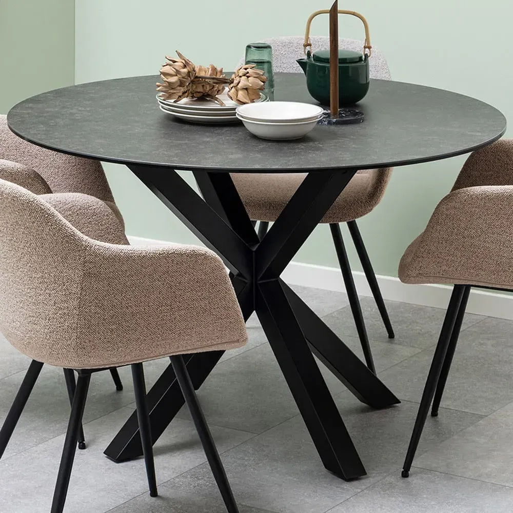 Florence Heaven 4-Seater Round Dining Table - Black, Ceramic