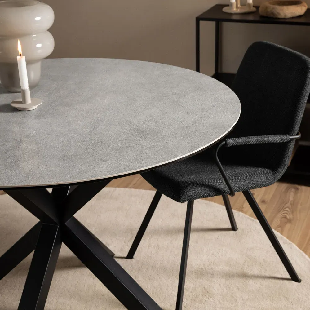 Florence Heaven 4-Seater Round Dining Table - Grey, Ceramic