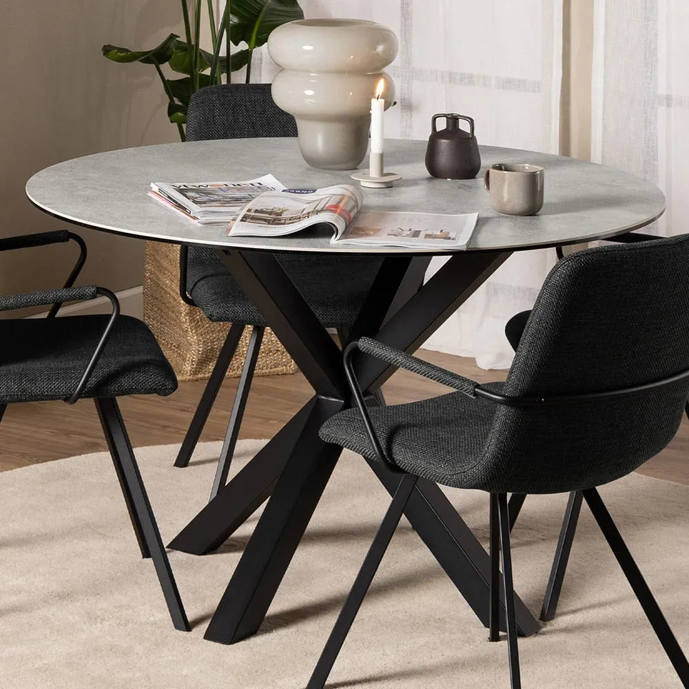 Florence Heaven 4-Seater Round Dining Table - Grey, Ceramic