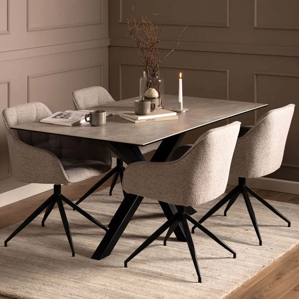 Florence Heaven 6-Seater Dining Table - Grey, Ceramic