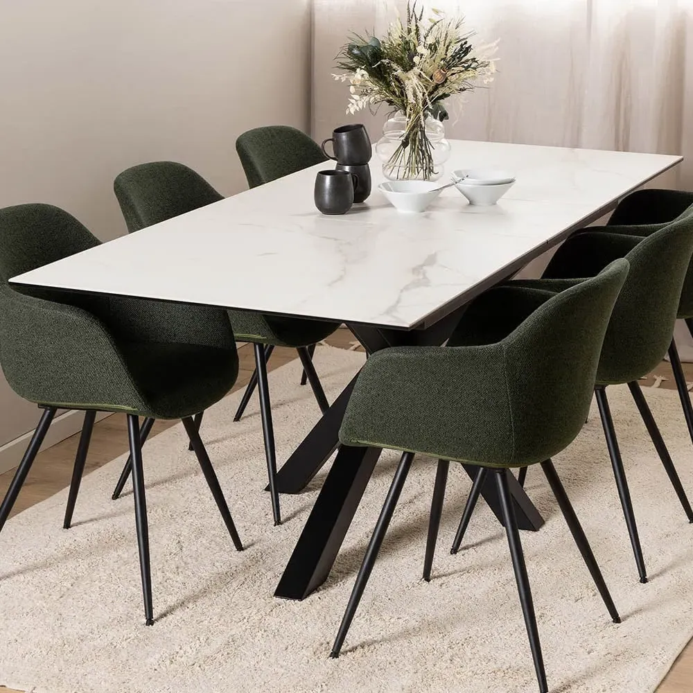 Florence Heaven 8-Seater Extendable Dining Table - White, Ceramic